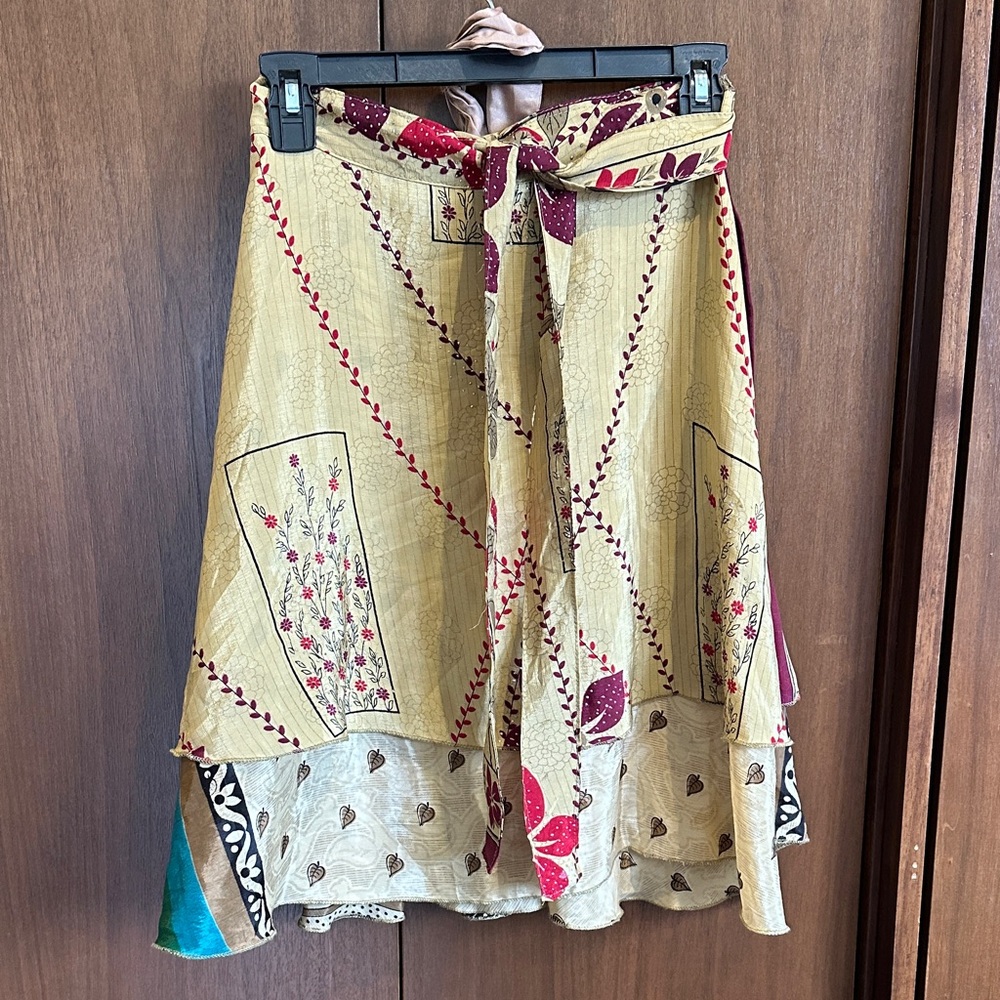 Bohemian Asymmetrical Wrap Skirt - Multicolor also use as shoulder wrap 2 sided